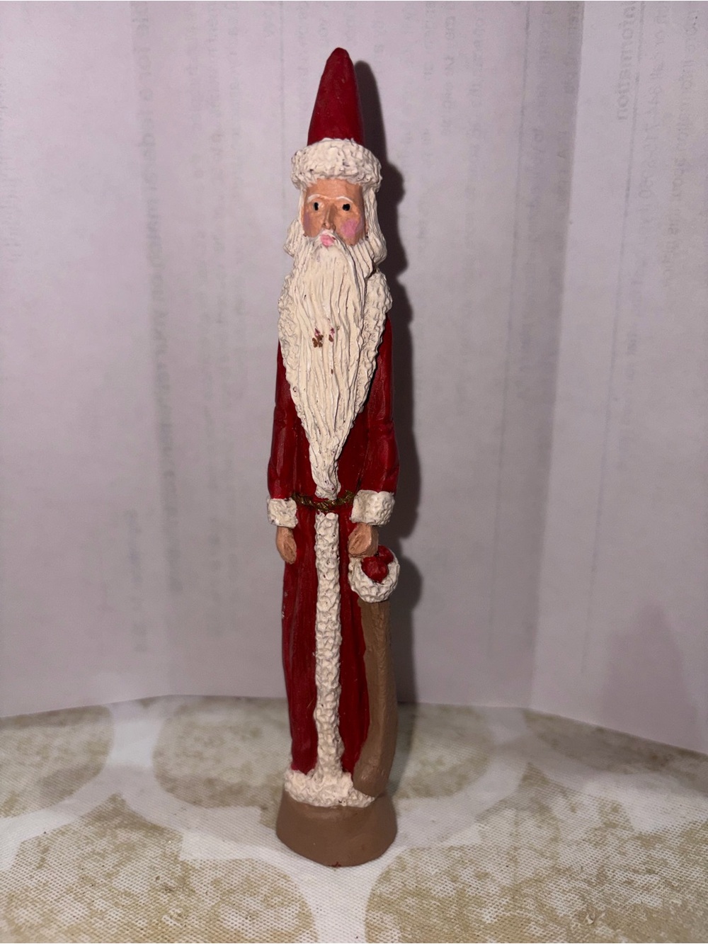 Vintage 1991 Jim Shore Pencil Santa 6” Folk Art Resin Figurine Signed JS